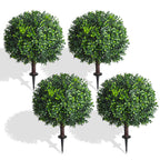 4 Ft Artificial Cedar Topiary Trees 2 Pack, UV Resistant Potted Faux Cypress Shrubs with Extra