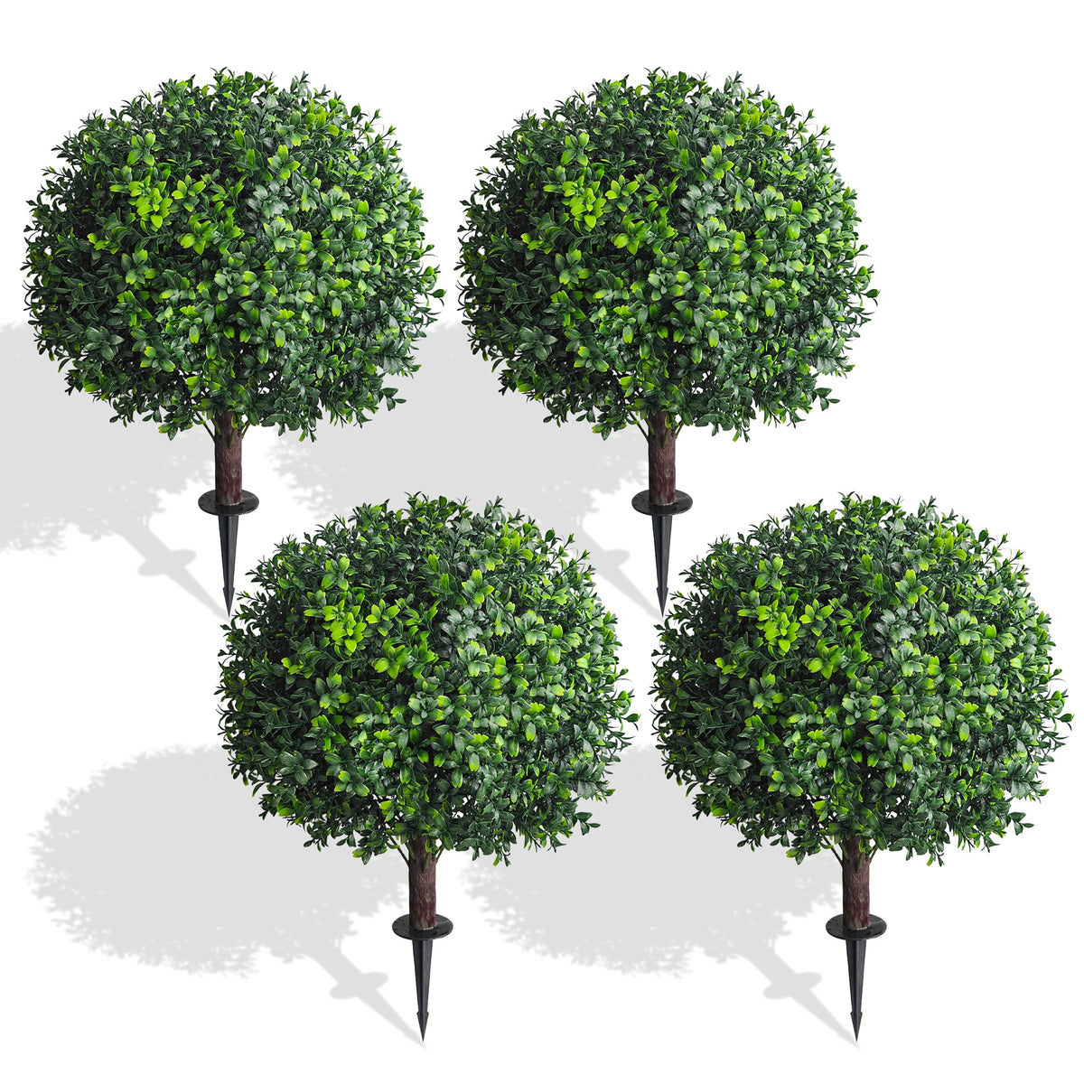 4 Ft Artificial Cedar Topiary Trees 2 Pack, UV Resistant Potted Faux Cypress Shrubs with Extra