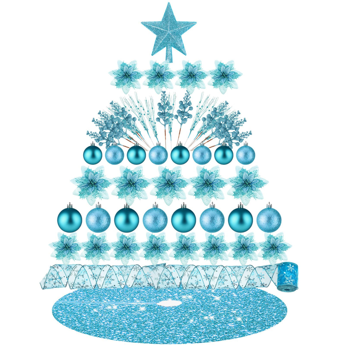 72 Pieces Christmas  Star Sequin Tree Skirts for Home Wreaths Holiday Party Favors