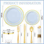 350Piece Gold Dinnerware Set for 50 Guests  Silverware for Wedding/Birthday