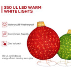 2 Pack 30" & 24" Pop-Up Iron Christmas Ornament Set, 230 Warm White LEDs with UL Transformer, 8 Light Functions & 18H Timer