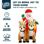 FT Long Christmas Inflatable Santa on Sleigh with 2 Reindeer, Inflatable Christmas Yard Decorations with Build-in LED, Blow Up