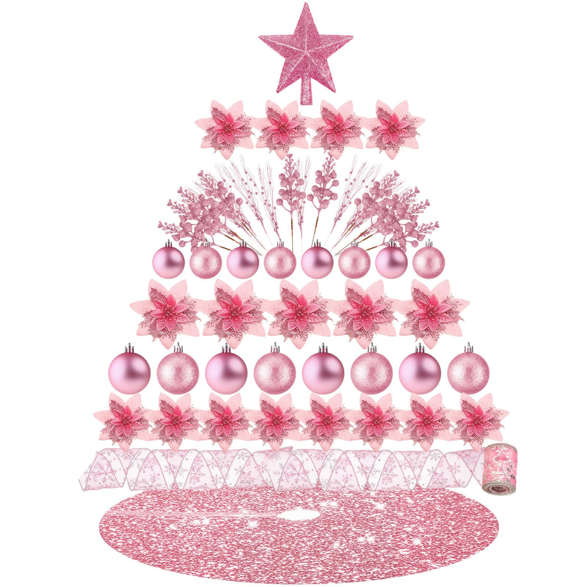 72 Pieces Christmas  Star Sequin Tree Skirts for Home Wreaths Holiday Party Favors