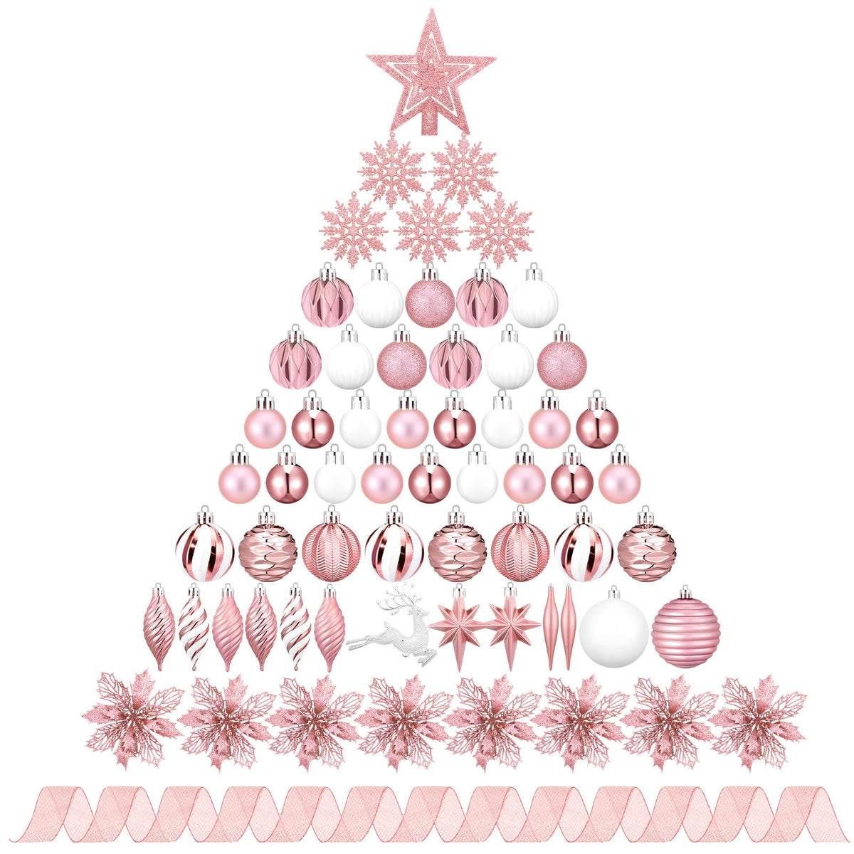 CroBlissful 118 Pcs Christmas Tree Ornaments  , Berries Stems for Xmas Trees Holiday Decor(Gold)