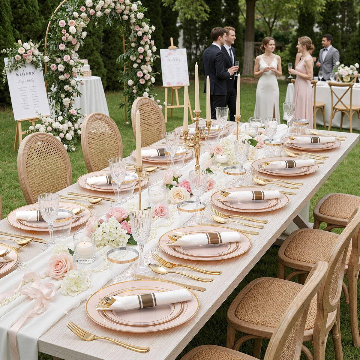 350Piece Gold Dinnerware Set for 50 Guests  Silverware for Wedding/Birthday
