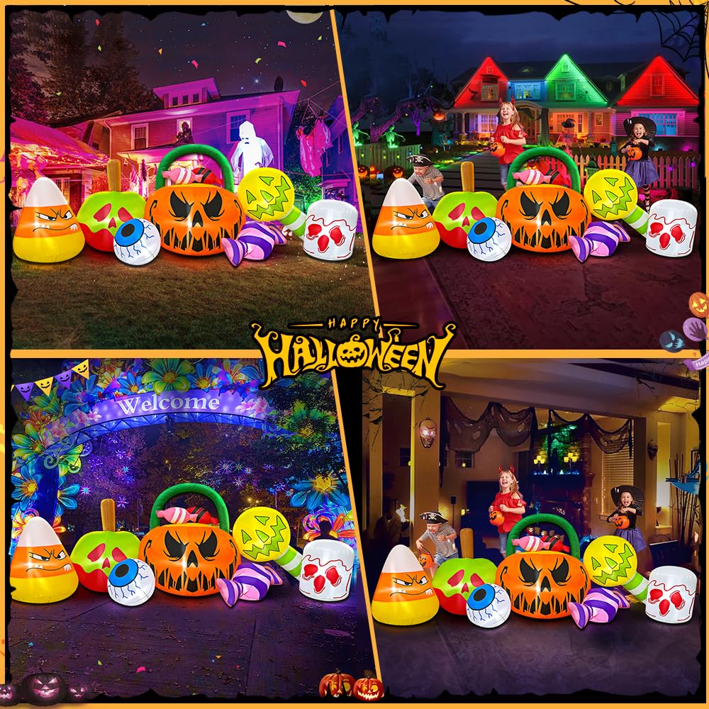 10FT Halloween Inflatable Pumpkin Ghost Combo with LED