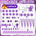CroBlissful 118 Pcs Christmas Tree Ornaments  , Berries Stems for Xmas Trees Holiday Decor(Gold)