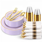 350Piece Gold Dinnerware Set for 50 Guests  Silverware for Wedding/Birthday
