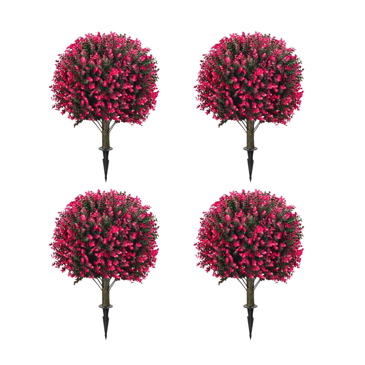 4 Ft Artificial Cedar Topiary Trees 2 Pack, UV Resistant Potted Faux Cypress Shrubs with Extra
