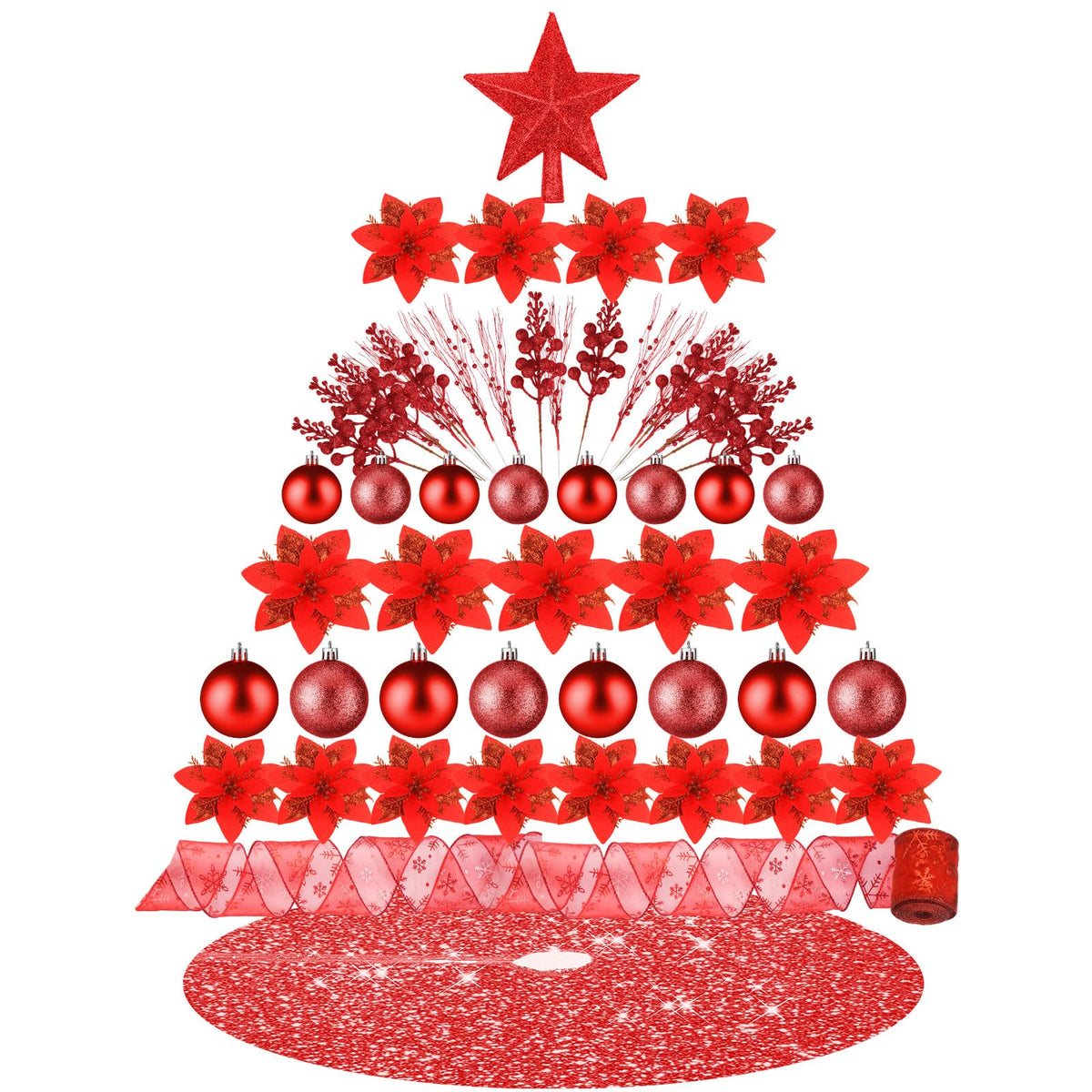 72 Pieces Christmas  Star Sequin Tree Skirts for Home Wreaths Holiday Party Favors