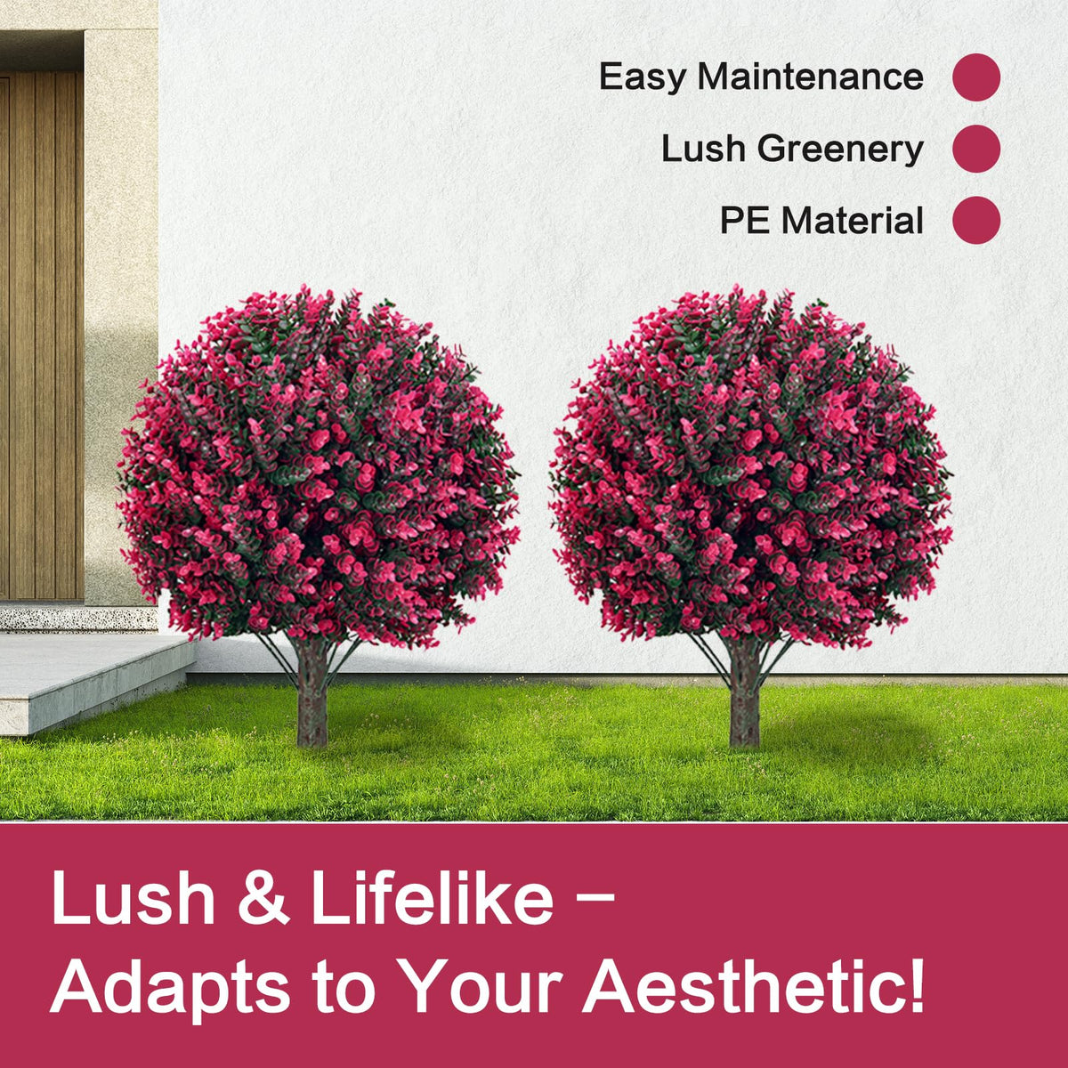 4 Ft Artificial Cedar Topiary Trees 2 Pack, UV Resistant Potted Faux Cypress Shrubs with Extra