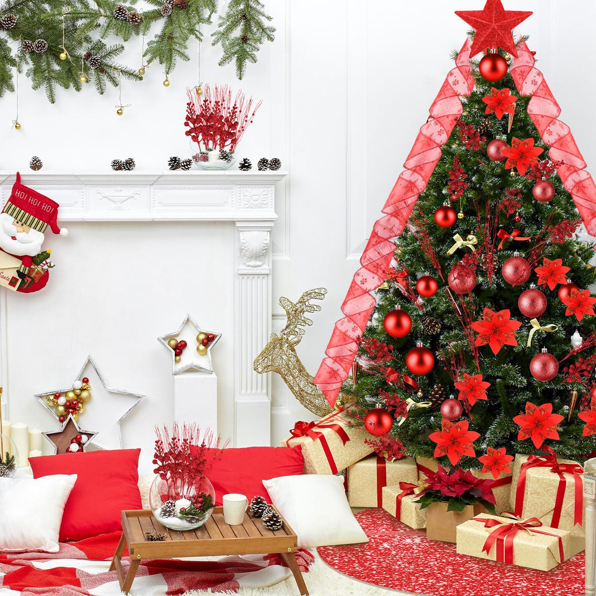 72 Pieces Christmas  Star Sequin Tree Skirts for Home Wreaths Holiday Party Favors