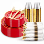 350Piece Gold Dinnerware Set for 50 Guests  Silverware for Wedding/Birthday