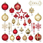 100ct Christmas Tree Decorations Ball Ornaments Set Medium Navy Blue and Silver Shatterproof Christmas Decorations Set, Winter Wonderland Hanging Ornaments for Xmas Holiday Decor