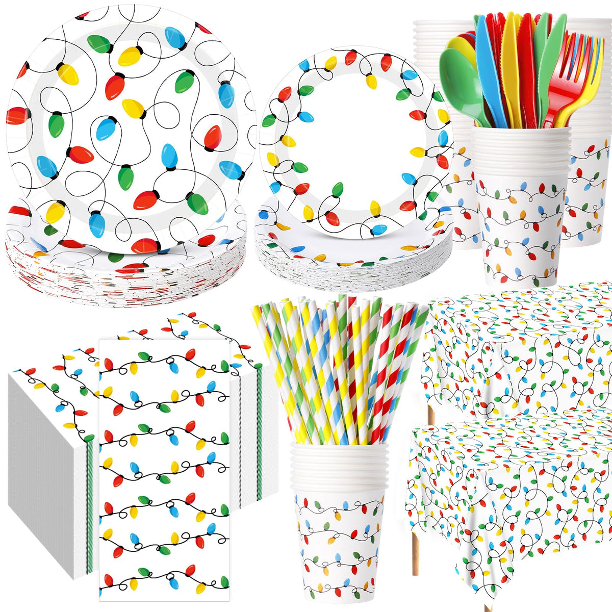 452 Pcs Christmas Party Decorations for 50 Guests,  Set for Xmas Holiday Party Supplies