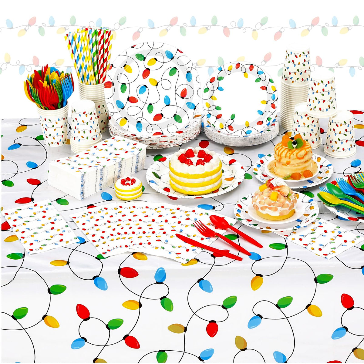 452 Pcs Christmas Party Decorations for 50 Guests,  Set for Xmas Holiday Party Supplies