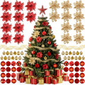 Skylety 104 Pcs Christmas Tree Decorations Set, Red and Gold