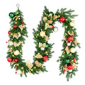 9 FT Pre-Lit Christmas Garland with 80 Warm White LED Lights and Timer, Battery Operated Artificial PE & PVC