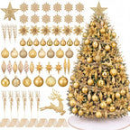 CroBlissful 118 Pcs Christmas Tree Ornaments  , Berries Stems for Xmas Trees Holiday Decor(Gold)