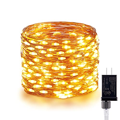 Fairy Lights with Remote, 66 Feet 200 Led Firefly String Lights Plug in for   Christmas Tree Wreath Craft Wedding Party Indoor Outdoor Decoration, Warm White