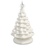 15in Ceramic Christmas Tree, Pre-lit Hand-Painted Tabletop Holiday Tree, Star Topper, 64 Lights