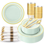 350Piece Gold Dinnerware Set for 50 Guests  Silverware for Wedding/Birthday