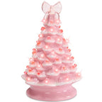 15in Ceramic Christmas Tree, Pre-lit Hand-Painted Tabletop Holiday Tree, Star Topper, 64 Lights