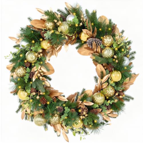 9 FT Pre-Lit Christmas Garland with 80 Warm White LED Lights and Timer, Battery Operated Artificial PE & PVC