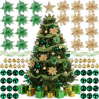 Skylety 104 Pcs Christmas Tree Decorations Set, Red and Gold