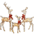 3-Piece 2D Lighted Christmas Deer Family Set - Large Outdoor Yard Reindeer Holiday