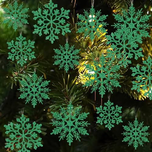 Glitter Snowflake Ornaments for Christmas Tree Decorations  gold, plastic, craft, various sizes, shatterproof, for indoor winter wonderland, Christmas party decoration