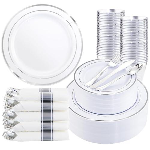 350Piece Gold Dinnerware Set for 50 Guests  Silverware for Wedding/Birthday