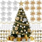Skylety 104 Pcs Christmas Tree Decorations Set, Red and Gold