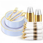 350Piece Gold Dinnerware Set for 50 Guests  Silverware for Wedding/Birthday