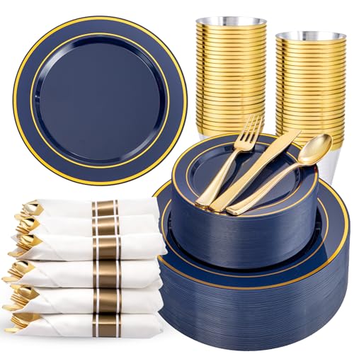 350Piece Gold Dinnerware Set for 50 Guests  Silverware for Wedding/Birthday
