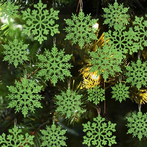 Glitter Snowflake Ornaments for Christmas Tree Decorations  gold, plastic, craft, various sizes, shatterproof, for indoor winter wonderland, Christmas party decoration