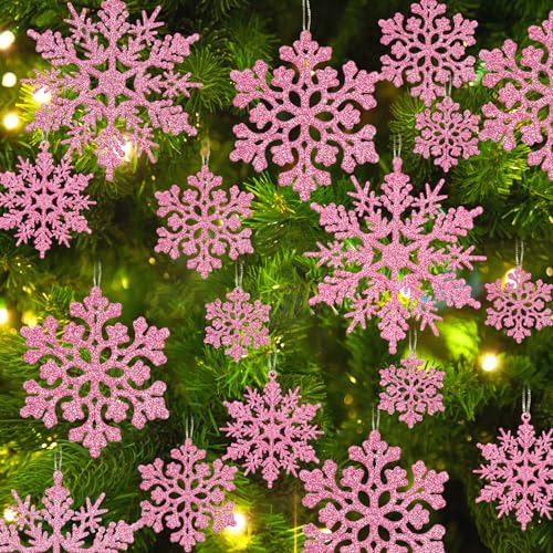 Glitter Snowflake Ornaments for Christmas Tree Decorations  gold, plastic, craft, various sizes, shatterproof, for indoor winter wonderland, Christmas party decoration