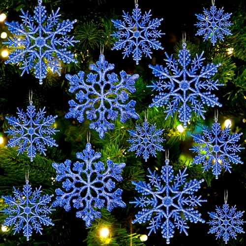 Glitter Snowflake Ornaments for Christmas Tree Decorations  gold, plastic, craft, various sizes, shatterproof, for indoor winter wonderland, Christmas party decoration
