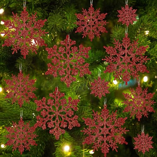 Glitter Snowflake Ornaments for Christmas Tree Decorations  gold, plastic, craft, various sizes, shatterproof, for indoor winter wonderland, Christmas party decoration