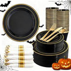 350Piece Gold Dinnerware Set for 50 Guests  Silverware for Wedding/Birthday