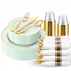 350Piece Gold Dinnerware Set for 50 Guests  Silverware for Wedding/Birthday