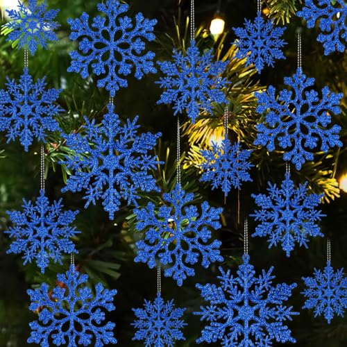 Glitter Snowflake Ornaments for Christmas Tree Decorations  gold, plastic, craft, various sizes, shatterproof, for indoor winter wonderland, Christmas party decoration