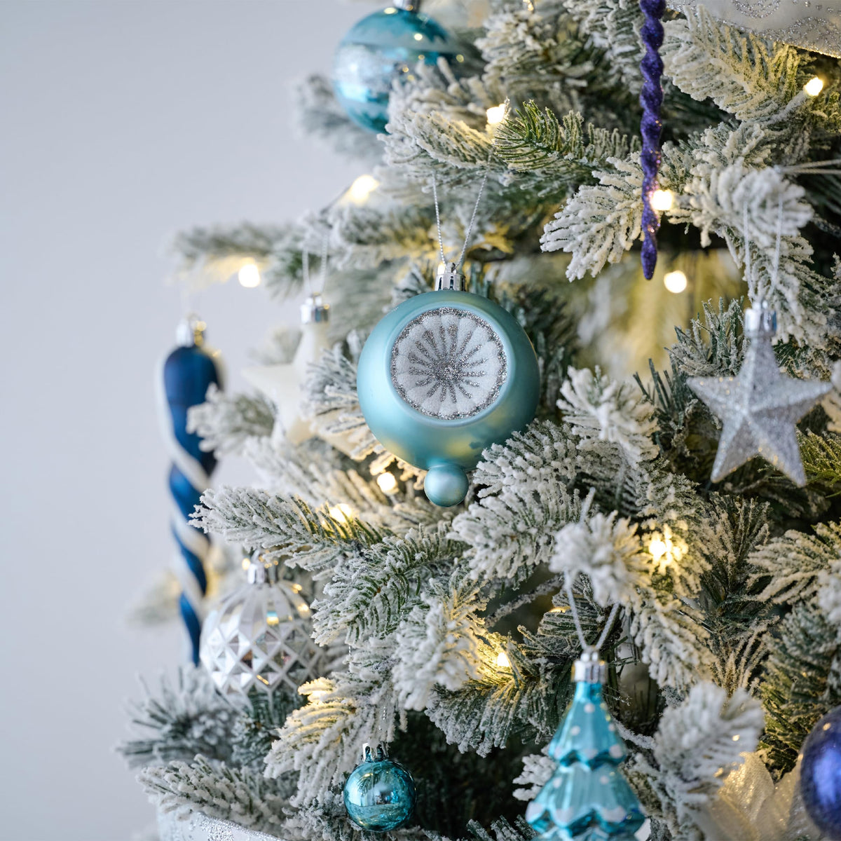 100ct Christmas Tree Decorations Ball Ornaments Set Medium Navy Blue and Silver Shatterproof Christmas Decorations Set, Winter Wonderland Hanging Ornaments for Xmas Holiday Decor