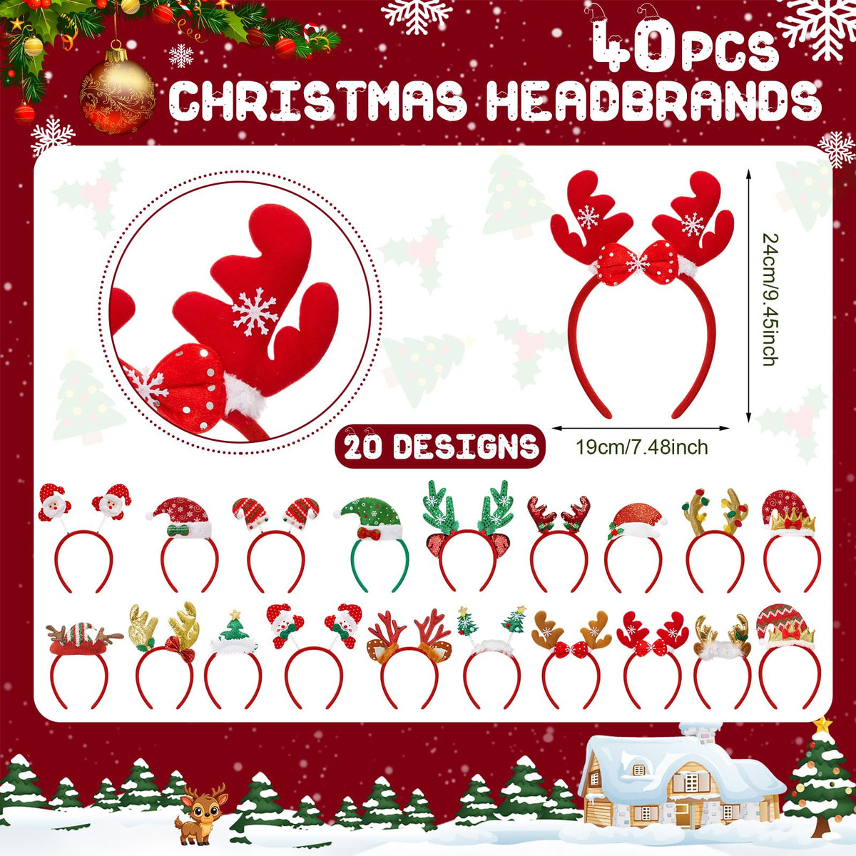 Giegxin 80 Pcs Christmas Headbands Eyeglasses Bulk for Adults