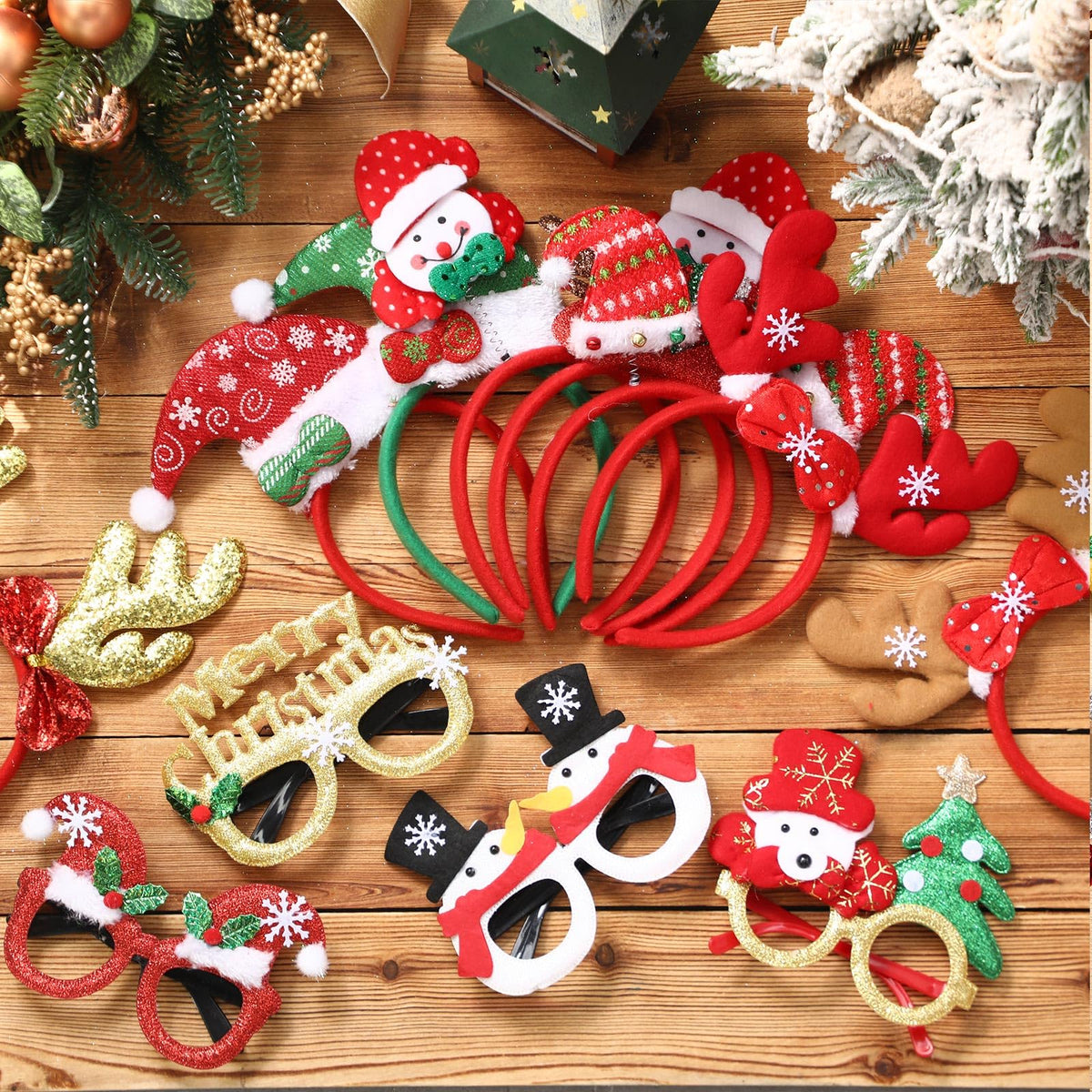 Giegxin 80 Pcs Christmas Headbands Eyeglasses Bulk for Adults