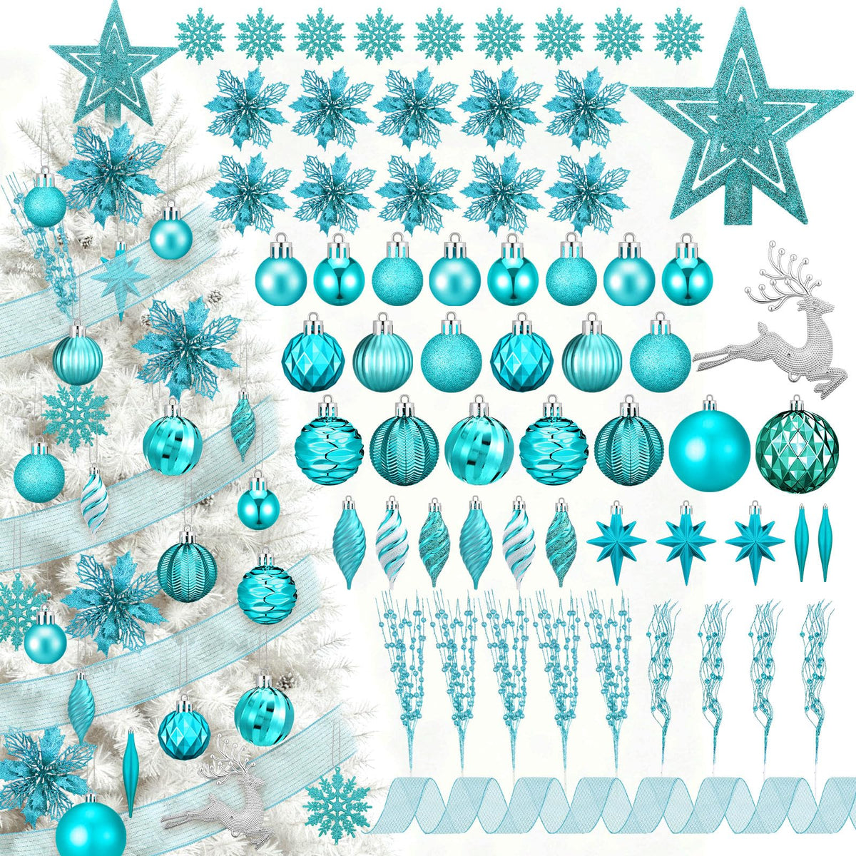 CroBlissful 118 Pcs Christmas Tree Ornaments  , Berries Stems for Xmas Trees Holiday Decor(Gold)