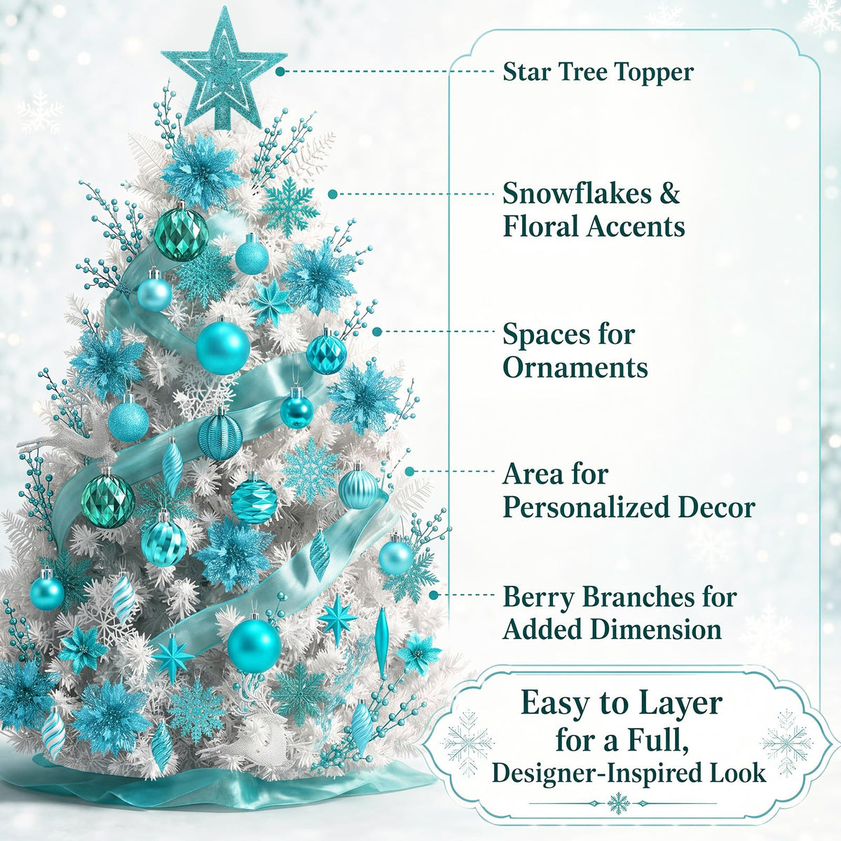 CroBlissful 118 Pcs Christmas Tree Ornaments  , Berries Stems for Xmas Trees Holiday Decor(Gold)