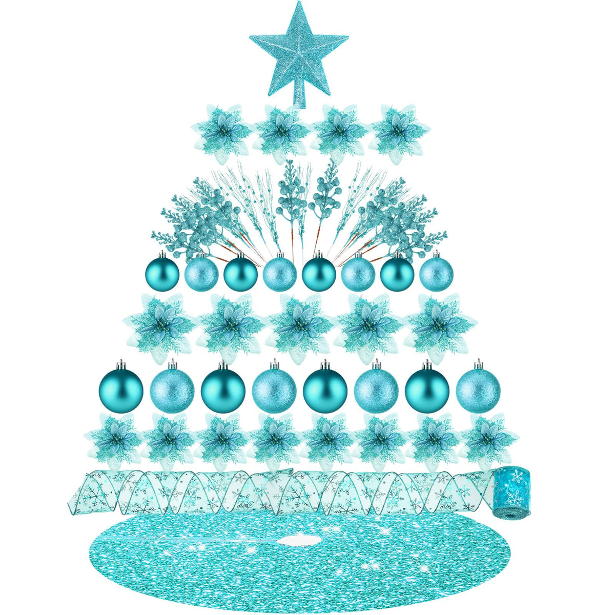72 Pieces Christmas  Star Sequin Tree Skirts for Home Wreaths Holiday Party Favors