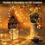 Fairy Lights with Remote, 66 Feet 200 Led Firefly String Lights Plug in for   Christmas Tree Wreath Craft Wedding Party Indoor Outdoor Decoration, Warm White