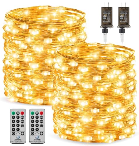 Fairy Lights with Remote, 66 Feet 200 Led Firefly String Lights Plug in for   Christmas Tree Wreath Craft Wedding Party Indoor Outdoor Decoration, Warm White